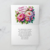 Moederdag Pink Peonies Flower Holiday Kaart (Binnen)