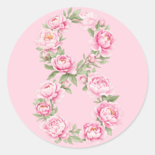 Moederdag Pioenbloem voor 8 maart Ronde Sticker