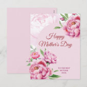 Moederdag Pioenroos Feestdagenkaart (Voorkant / Achterkant)