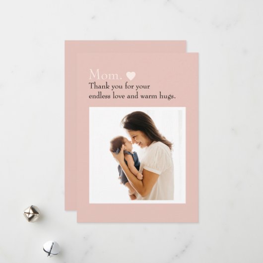 Moederdag plat kerstkaart met foto|Tekst (Voorkant / Achterkant in situ)