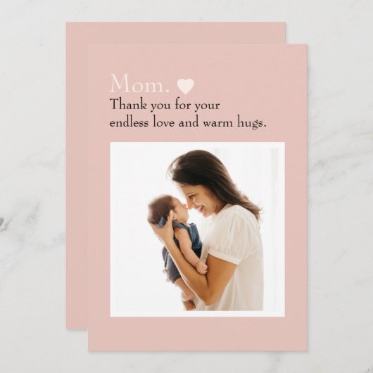 Moederdag plat kerstkaart met foto|Tekst (Voorkant / Achterkant)