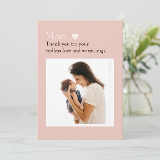 Moederdag plat kerstkaart met foto|Tekst (Staand voorkant)