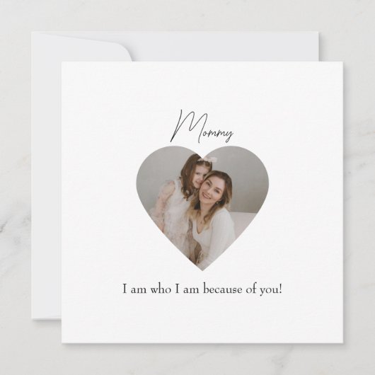 Moederdag plat kerstkaart met foto van hart (Voorkant)