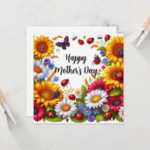 Moederdag Plat Wenskaart Kaart (Voorkant / Achterkant in situ)