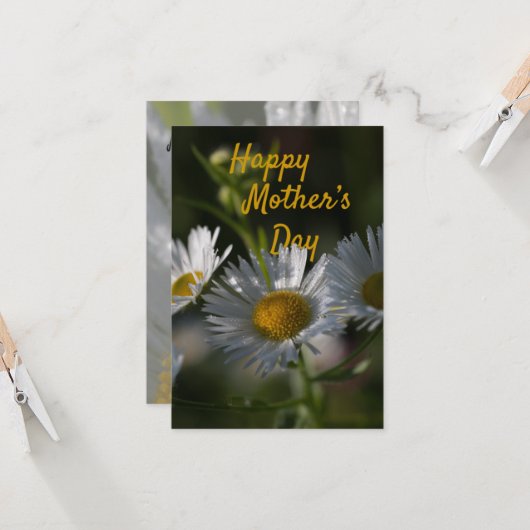 Moederdag platte kaart-Daisy Kaart (Voorkant / Achterkant in situ)
