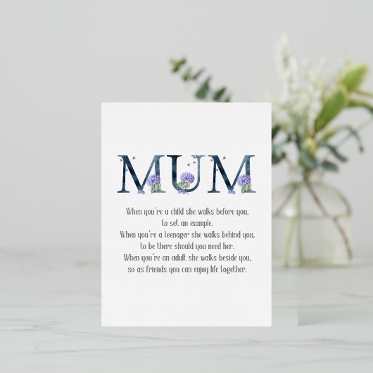 Moederdag Poem Folie Feestdagen Briefkaart (Staand Voorkant)