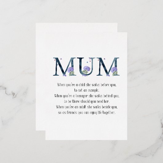 Moederdag Poem Folie Feestdagen Briefkaart (Voorkant / Achterkant)