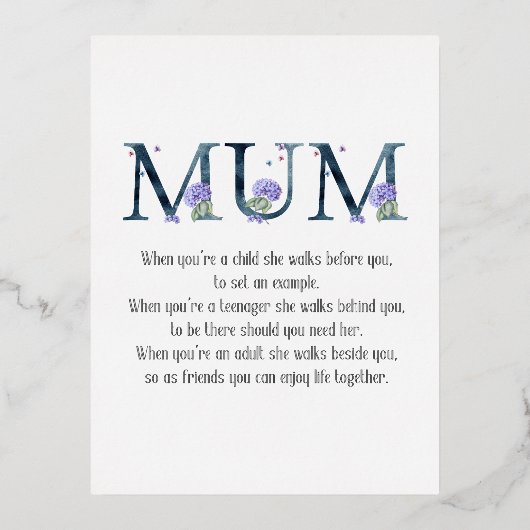 Moederdag Poem Folie Feestdagen Briefkaart (Voorkant)