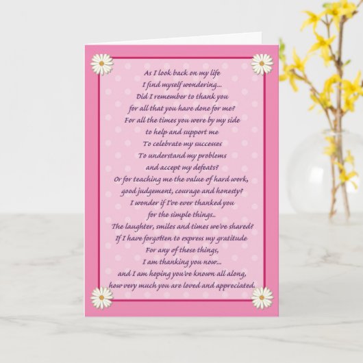 Moederdag Poem Kaart (Gele Bloem)