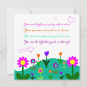 Moederdag poëzie en bloeiende heuvel kaart (Voorkant)