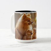 Moederdag Pomeranian Tweekleurige Koffiemok (Voorkant links)