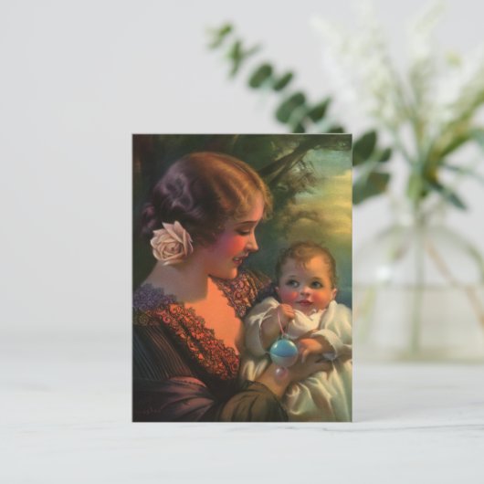  Moederdag portret, mama en Baby Briefkaart (Staand voorkant)