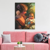 Moederdag portret, mama en Baby Canvas Afdruk (Insitu (Woonkamer))