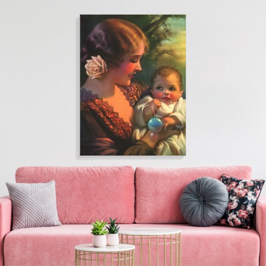 Moederdag portret, mama en Baby Canvas Afdruk (Insitu (Woonkamer))
