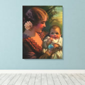 Moederdag portret, mama en Baby Canvas Afdruk (Insitu (Houten vloer))