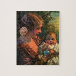  Moederdag portret, mama en Baby Legpuzzel