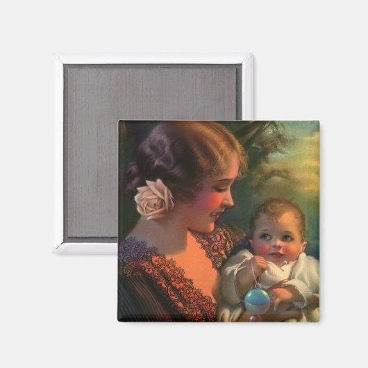  Moederdag portret, mama en Baby Magneet (Voorkant / Achterkant)