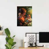 Moederdag portret, mama en Baby Poster (Thuiskantoor)