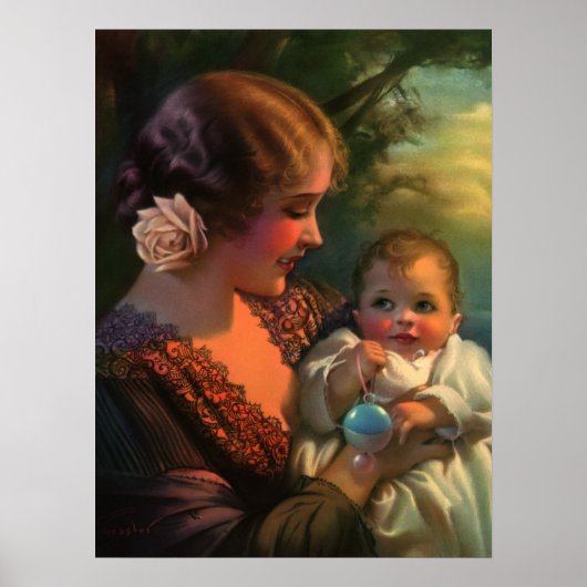 Moederdag portret, mama en Baby Poster (Voorkant)