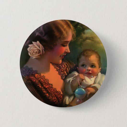 Moederdag portret, mama en Baby Ronde Button 5,7 Cm (Voorkant)