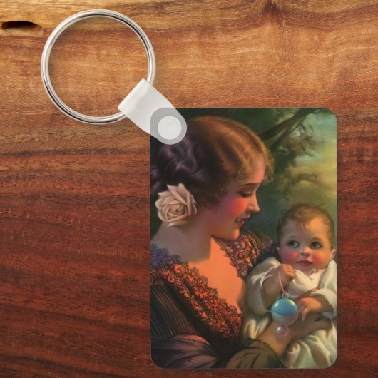  Moederdag portret, mama en Baby Sleutelhanger (Voorkant)
