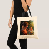  Moederdag portret, mama en Baby Tote Bag (Voorkant (product))