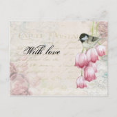 Moederdag  postroze tulpvogels briefkaart (Voorkant)