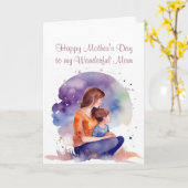 Moederdag Prachtige Moeder Waterverf Kaart (Gele Bloem)