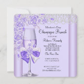 Moederdag Pretty Lilac Rose Champagne Brunch 2C Kaart (Voorkant)