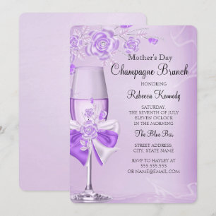 Moederdag Pretty Lilac Roze Champagne Brunch Kaart