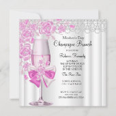 Moederdag Pretty Pink Roos Champagne Brunch 2a Kaart (Voorkant)