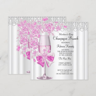 Moederdag Pretty Pink Roos Champagne Brunch 2a Kaart