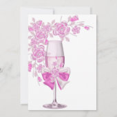 Moederdag Pretty Roze Roos Champagne Brunch 2 Kaart (Achterkant)