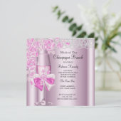 Moederdag Pretty Roze Roos Champagne Brunch 2B Kaart (Staand voorkant)