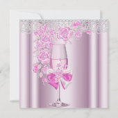 Moederdag Pretty Roze Roos Champagne Brunch 2B Kaart (Achterkant)