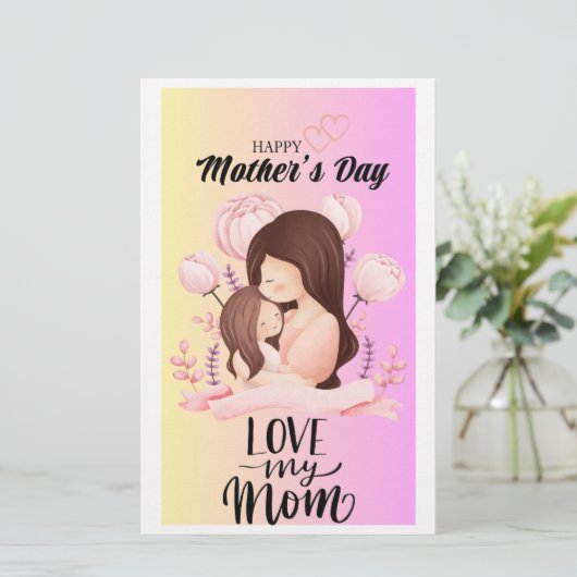 Moederdag Printable png Briefpapier (Staand voorkant)