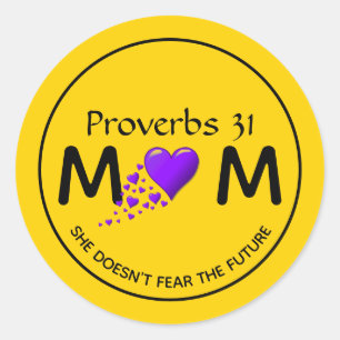 Moederdag PROV 31 MOM Paars Hart YELLOW Ronde Sticker