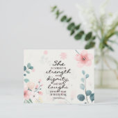Moederdag Proverbs 31 Bijbel - Roze - Floral Briefkaart (Staand voorkant)