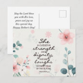 Moederdag Proverbs 31 Bijbel - Roze - Floral Briefkaart (Voorkant / Achterkant)
