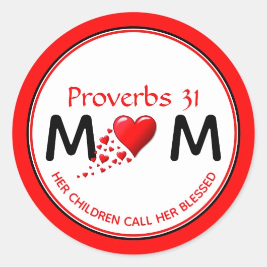 Moederdag PROVERBS 31 Red Christelijk Ronde Sticker (Voorkant)