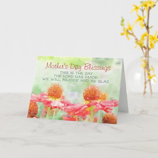 Moederdag Psalm 118:24 Dit is de dag Kaart (Gele Bloem)
