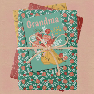 Moederdag Punny Floral Collectie Inpakpapier Vel