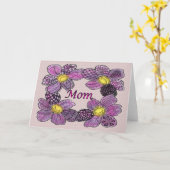 Moederdag Purple Flowers Kaart (Gele Bloem)
