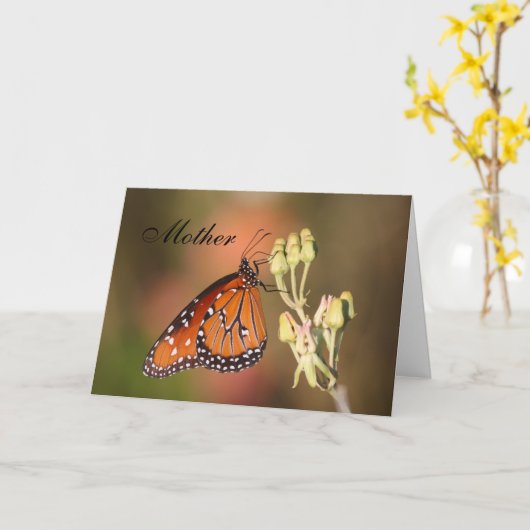Moederdag Queen Butterfly Kaart (Gele Bloem)