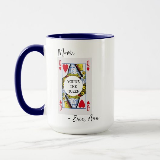 Moederdag, Queen of Hearts Mom Koffie op maat Mok (Links)