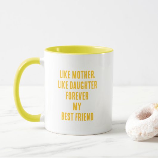 Moederdag Quote Mama Dochter Zonnebloem Geel Mok (Met donut)