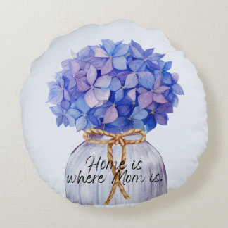Moederdag Quote met hortensia rond kussen
