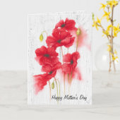 Moederdag Red Poppy Flowers Kaart (Gele Bloem)