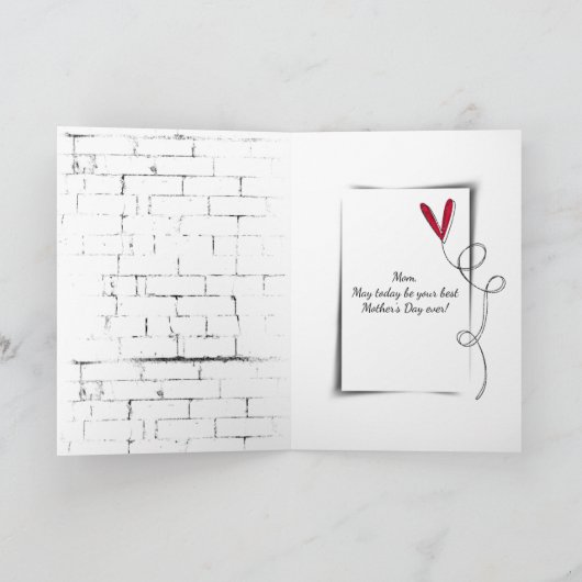 Moederdag Red Poppy op Brick Kaart (Binnen)