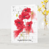 Moederdag Red Poppy op Brick Kaart (Gele Bloem)